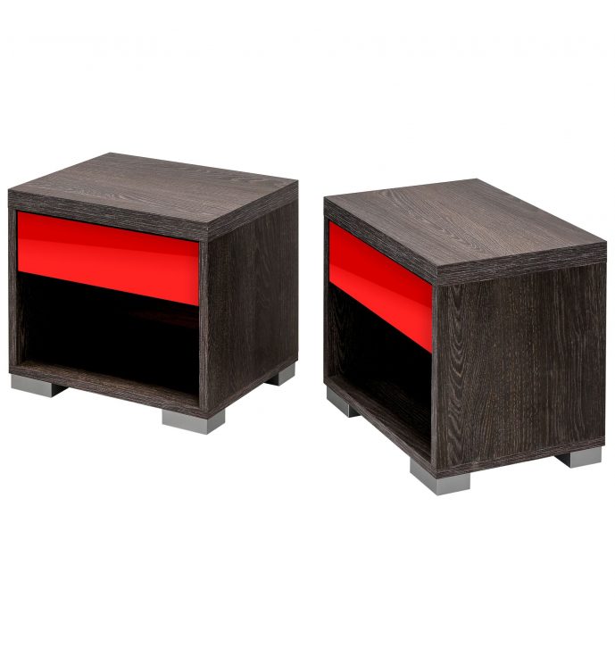 Bond magasfényű polcos fiókos éjjeliszekrény