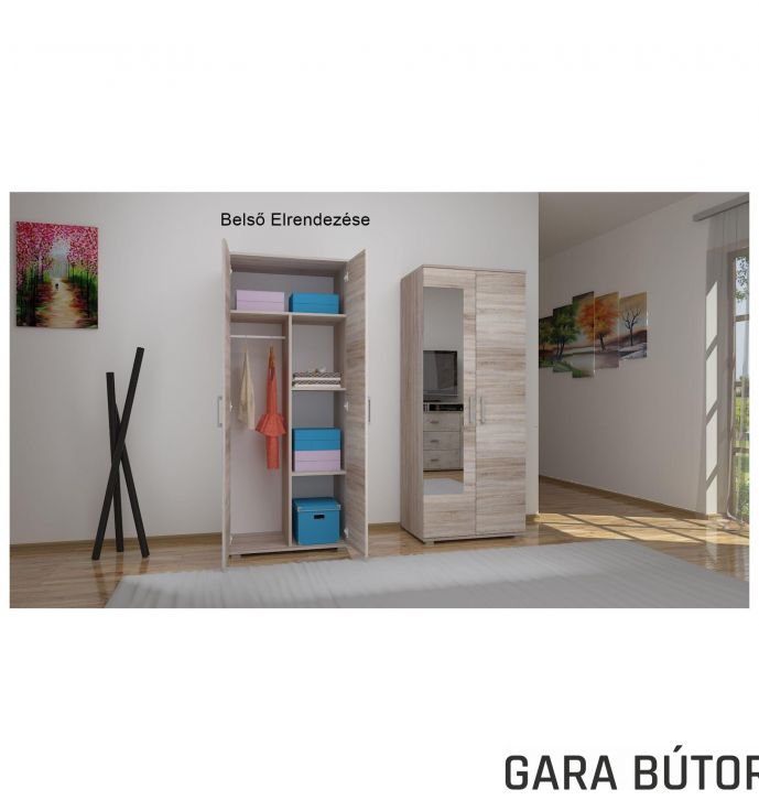 Devon 8 80-as osztott vállfás-polcos tükörrel (80cm)