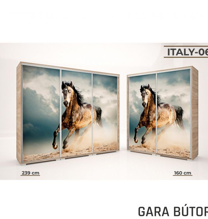 Italy style tolóajtós gardrób (06) 239 cm