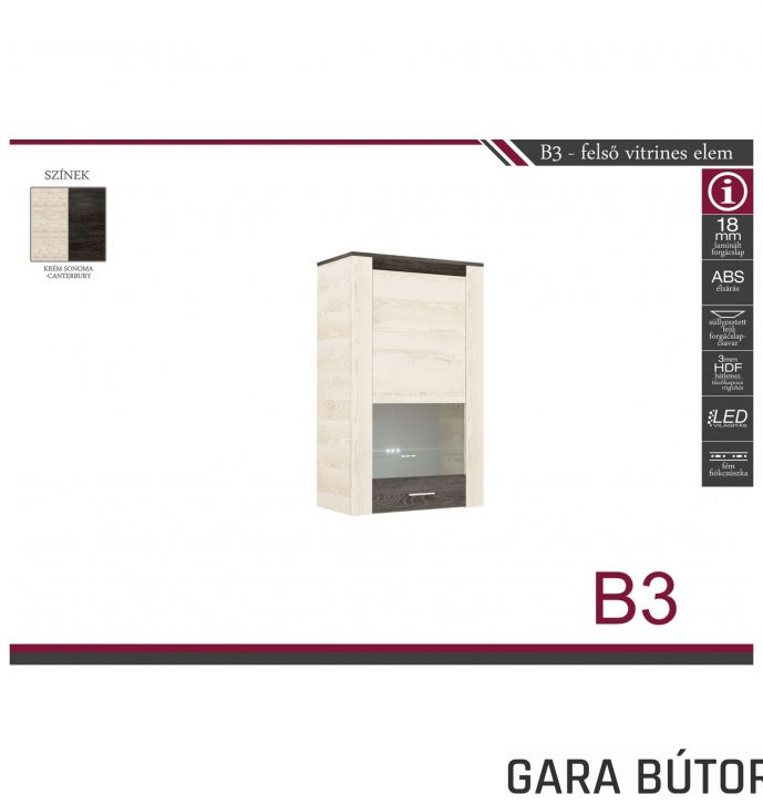 Brema B3 – felső vitrines elem